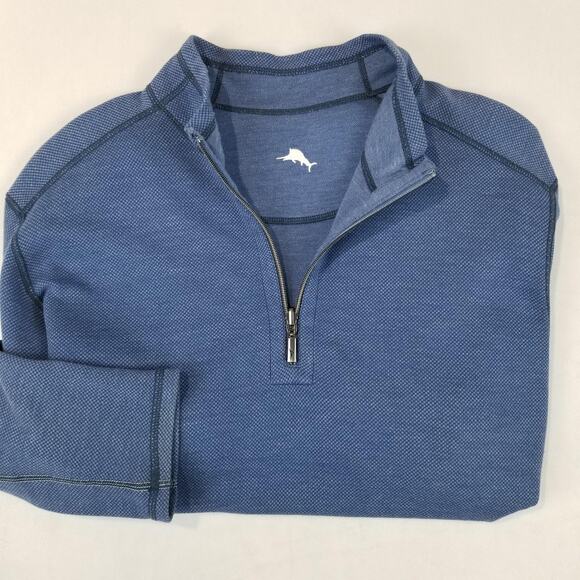 Tommy Bahama Sweater Mens Extra Large Blue Reversible Half Zip Pullover - Picture 3 of 8